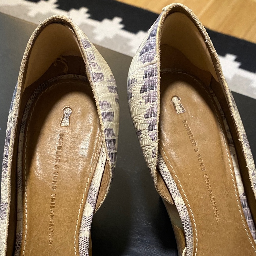 Schuler and Sons for Anthropologie Snakeskin Cutout Wedge Heels - Picture 2 of 12